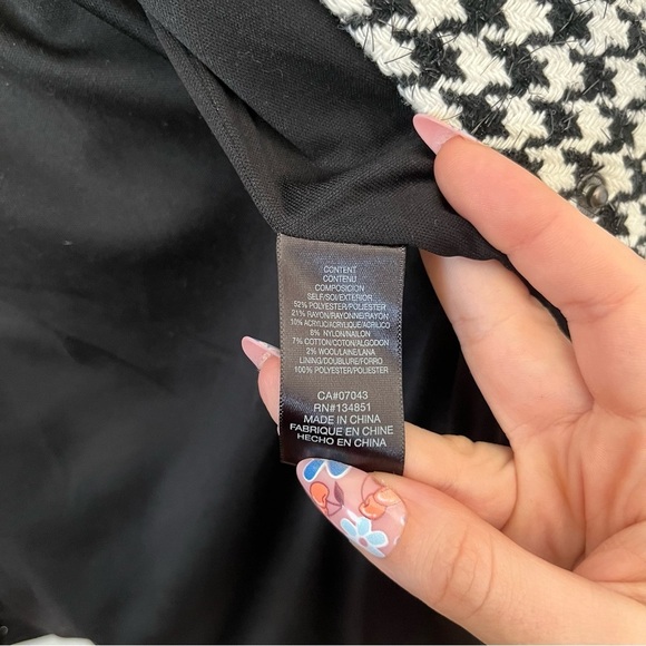 Wayf Black & White Houndstooth Jacquard Snap Up Oversized Shirt Jacket Size S - Picture 11 of 16